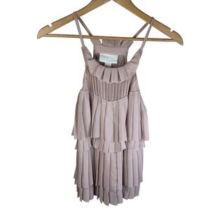 H&M Conscious Exclusive Pleated Tiered Ruffle‎ Halter Tank Blouse Size 6 Career